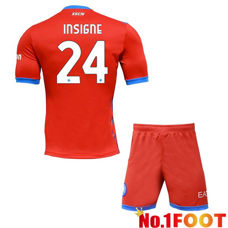 SSC Napoli (Insigne 24) Kids Four Jerseysth Red 2021-2022