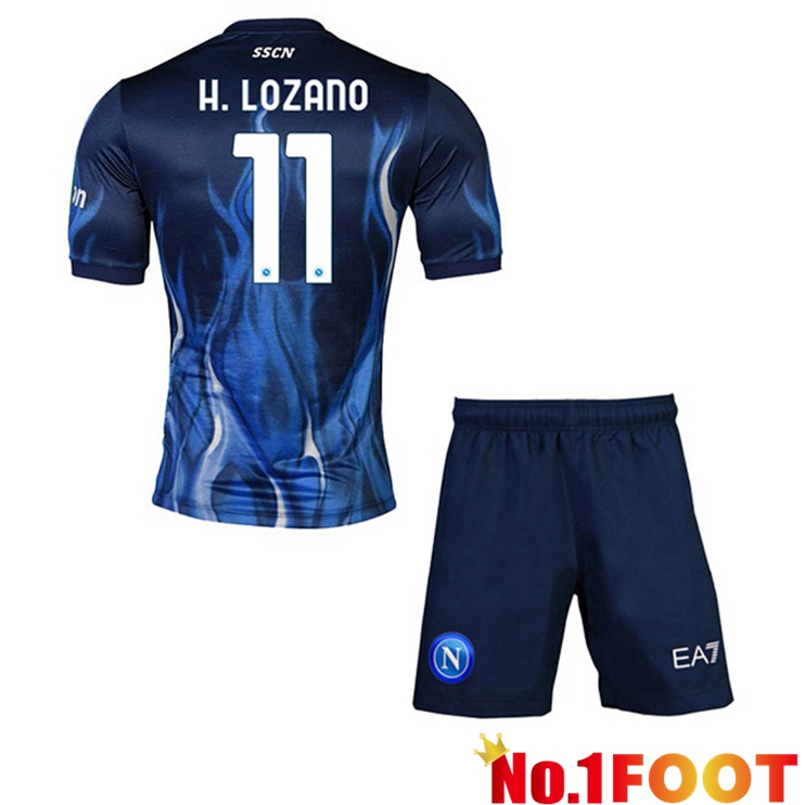 SSC Napoli (Lozano 11) Kids Third Jerseys Blue 2021-2022