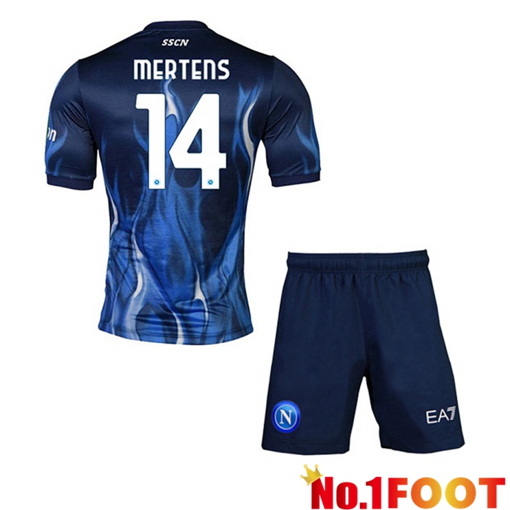 SSC Napoli (Mertens 14) Kids Third Jerseys Blue 2021-2022