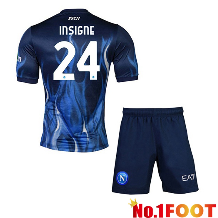 SSC Napoli (Insigne 24) Kids Third Jerseys Blue 2021-2022