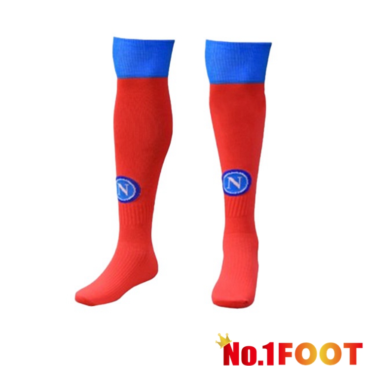 SSC Napoli Fourth Football Socks Red 2021-2022