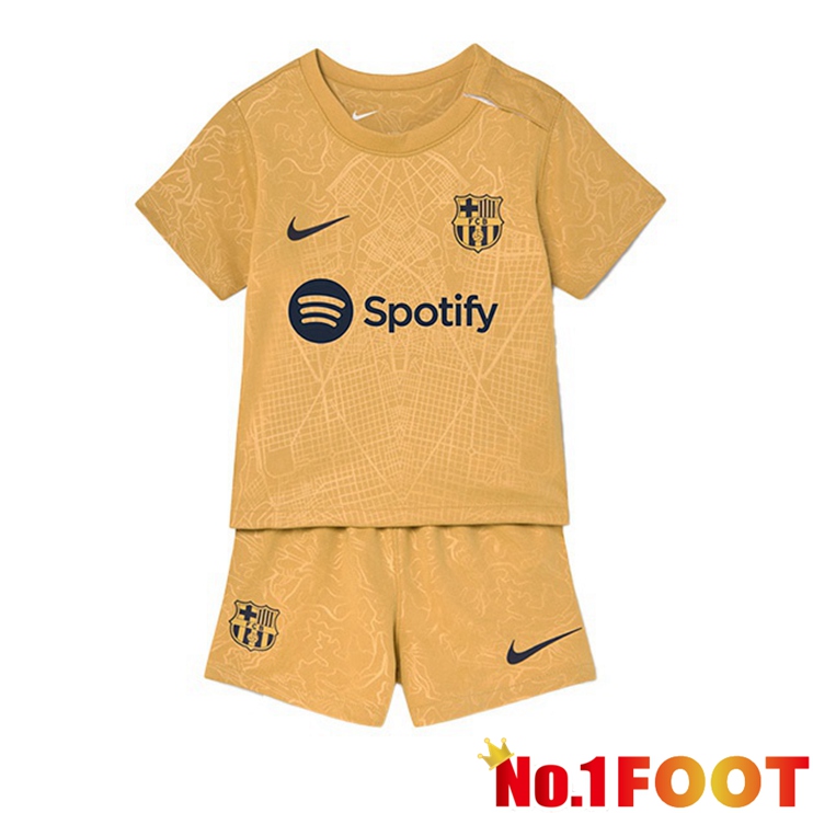 FC Barcelona Kids Football Jerseys Away Yellow 2022-2023