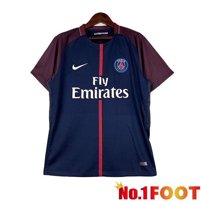 Paris PSG Retro Football Jersey Home Royal Bluee 2017-2018