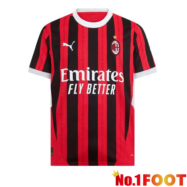 AC Milan Home Soccer Jersey Red Black 2024/2025