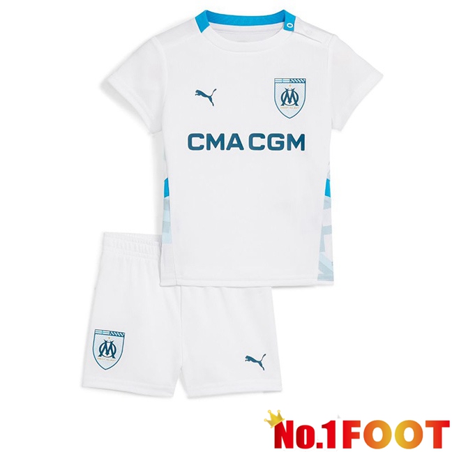 Marseille OM Kids Home Soccer Jersey White 2024/2025