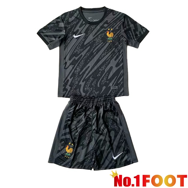 France Kids Goalkeeper Soccer Jersey Black 2024/2025