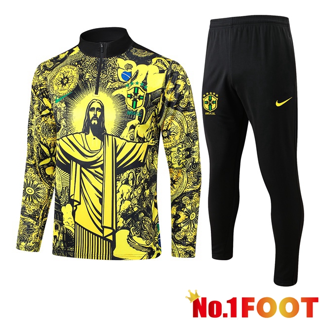 Brazil kit Training Tracksuit Yellow Black 2024/2025