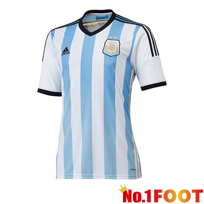 Argentina Retro Home Soccer Jersey White Blue 2014