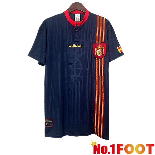 Spain Retro Away Soccer Jersey Blue Royal 1996