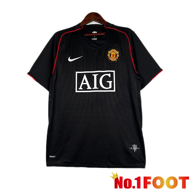 Manchester United Retro Away Soccer Jersey Black 2007-2008