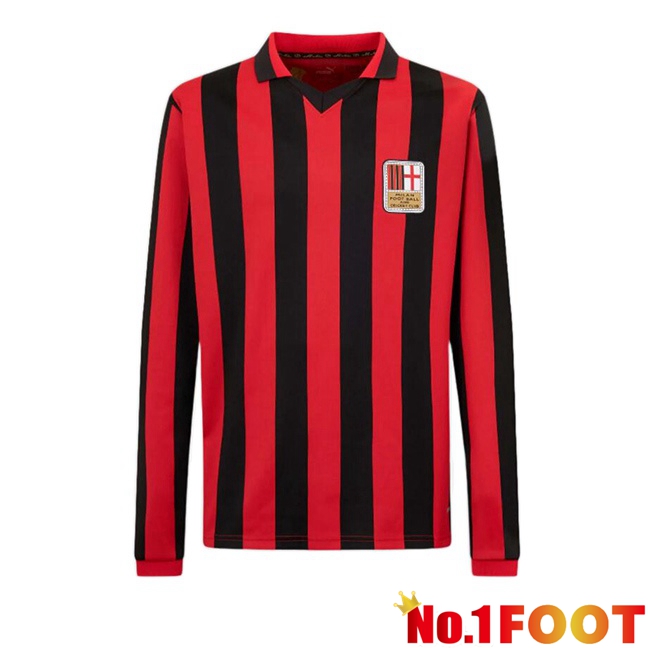 AC Milan Football Jersey 125th Anniversary Edition Long sleeve Red Black 2024/2025