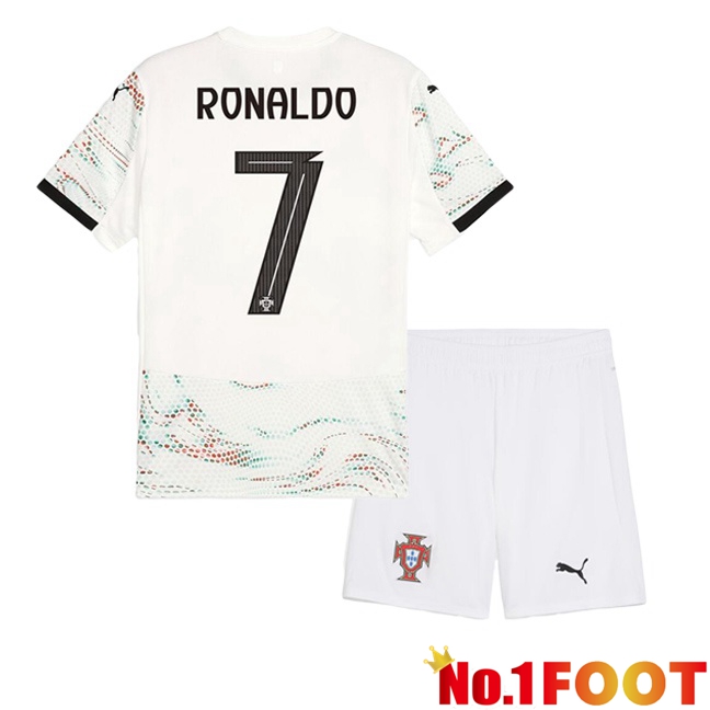 Portugal (RONALDO 7) Kids Away Soccer Jersey White 2025/2026